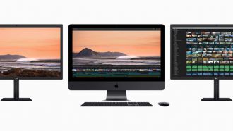 Apple iMacPro ThunderBolt display threeup