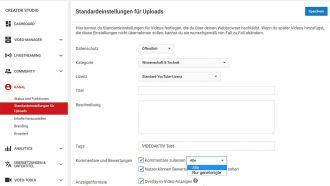 YouTube Ratgeber kommentare zulassen 3 web