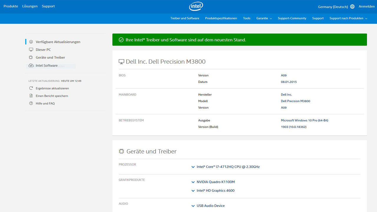Intel Treiber Support Assistent web