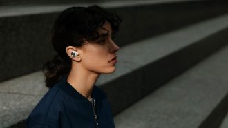 Sennheiser MOMENTUM True Wireless 2 White Product Shot InUse 1