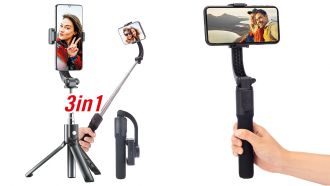 Easypix GoXtreme GS1: Gimbal, Tischstativ und Handgriff kombiniert