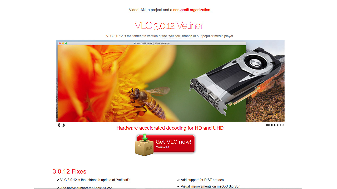 VLC 3 0 12 1 homepage web