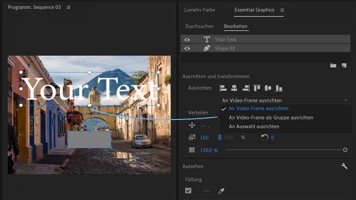 premiere pro 23 alignment controls web
