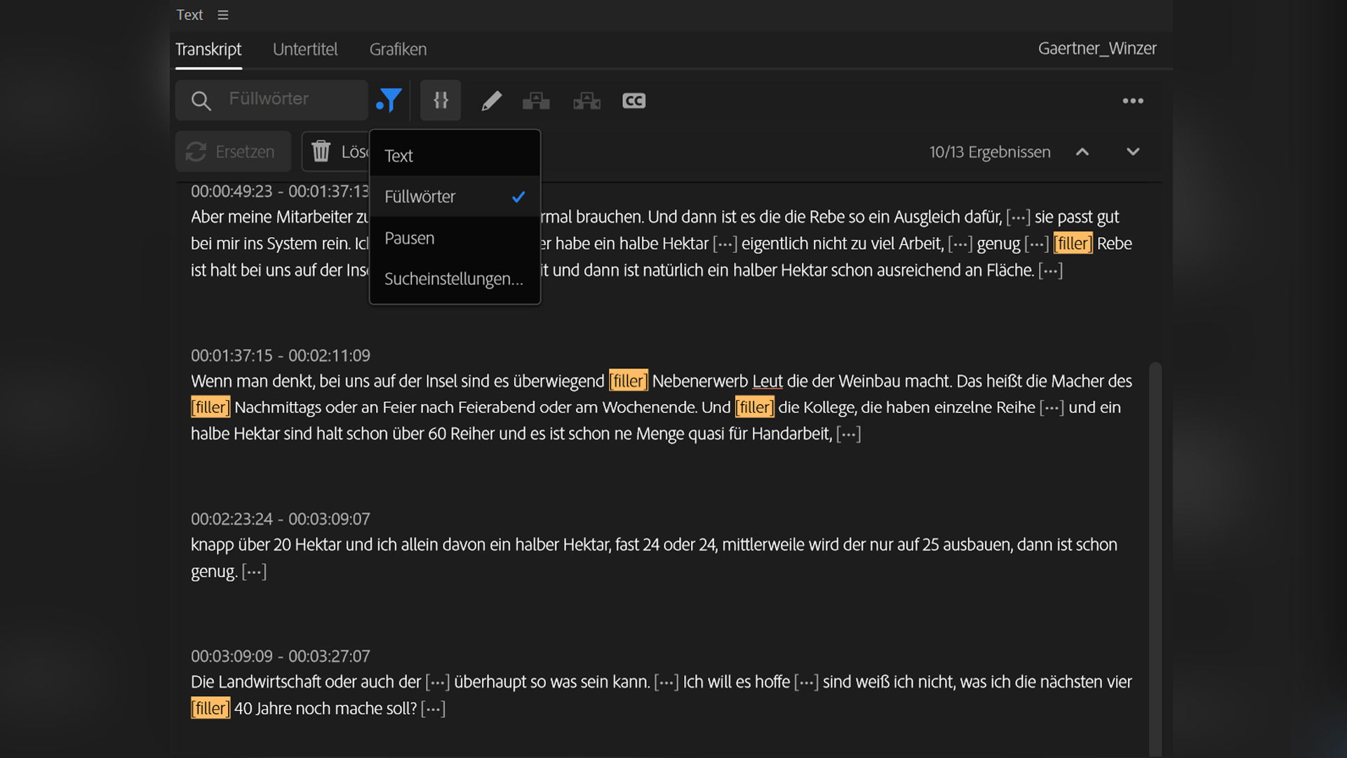 Premiere Fuellwoerter