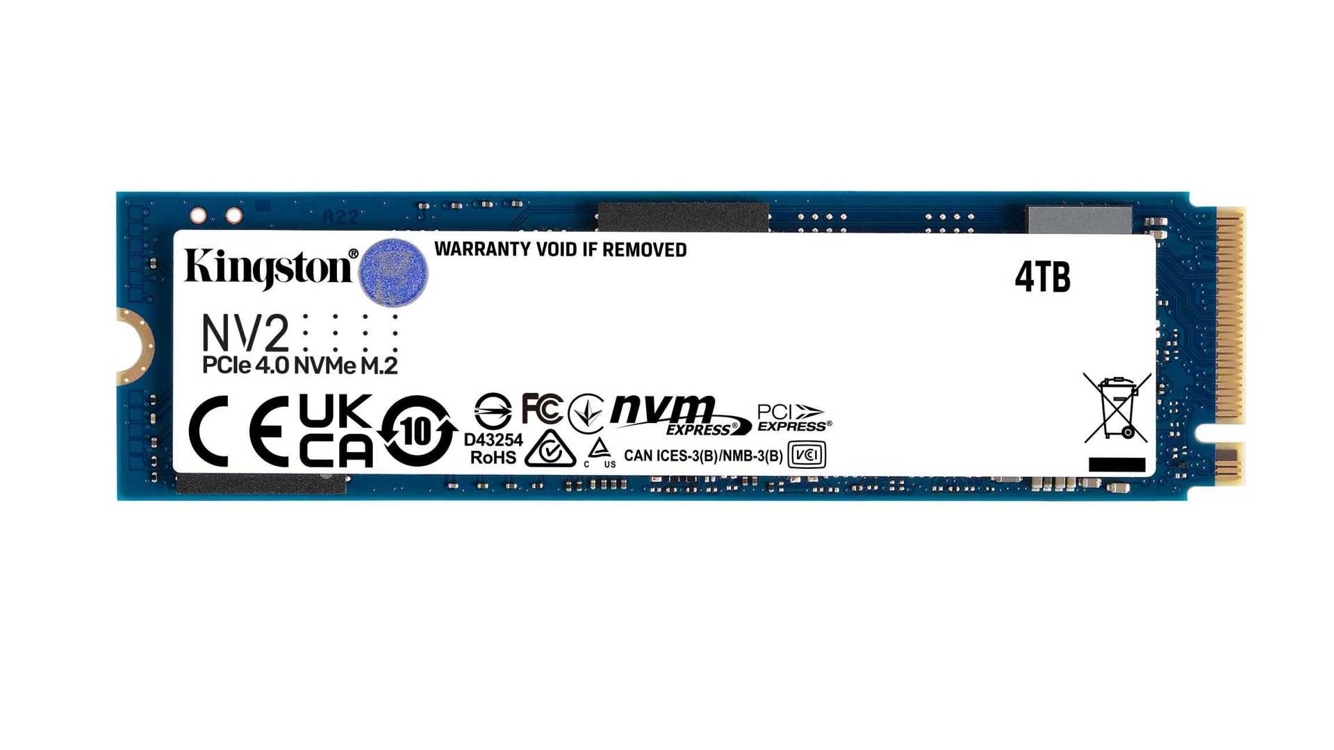 Kingston 4TB NV2 M 2 2280 PCIe 4.0 x4 NVMe SSD front web