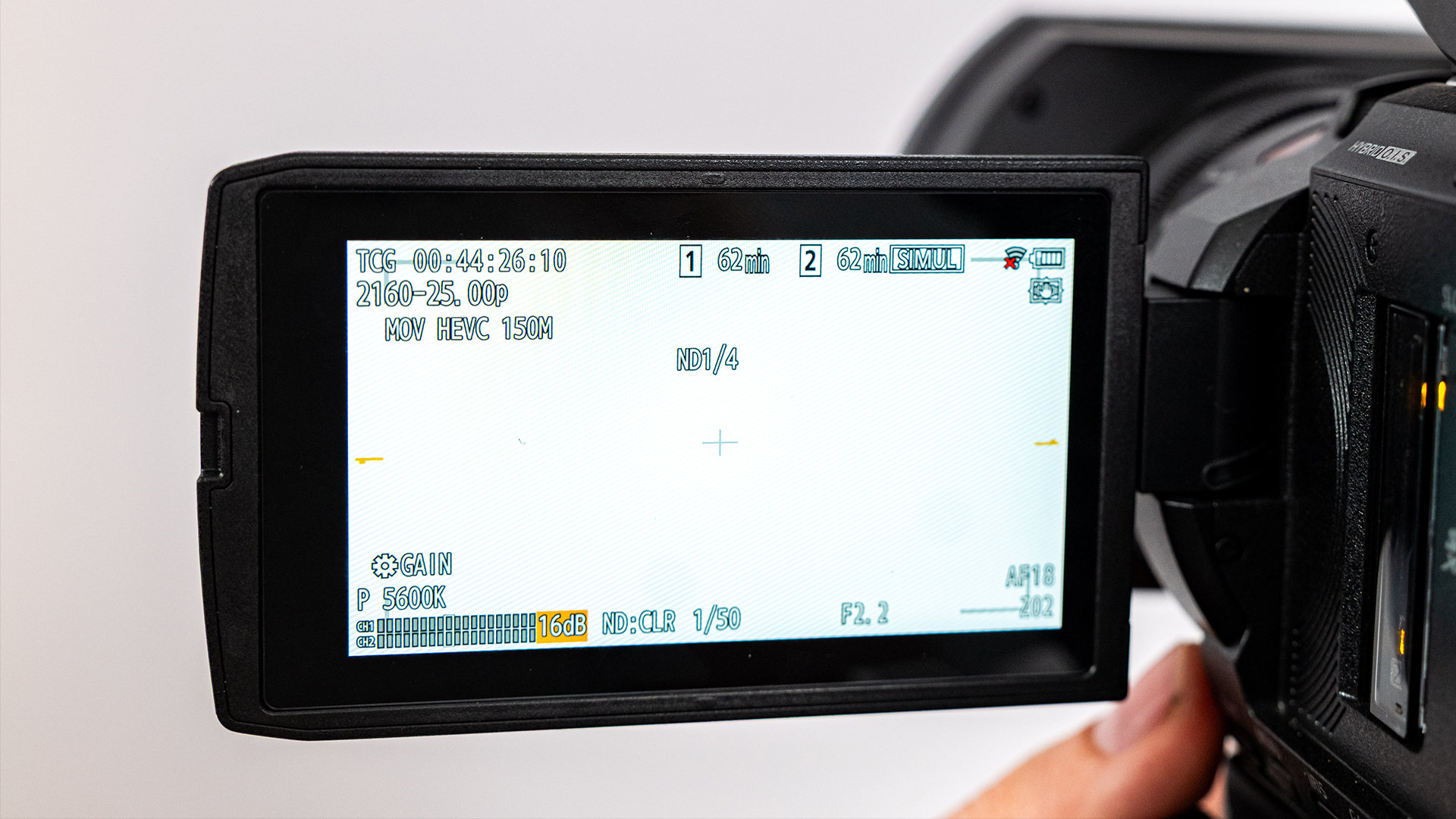 Panasonic AG CX20 ND Filter Display