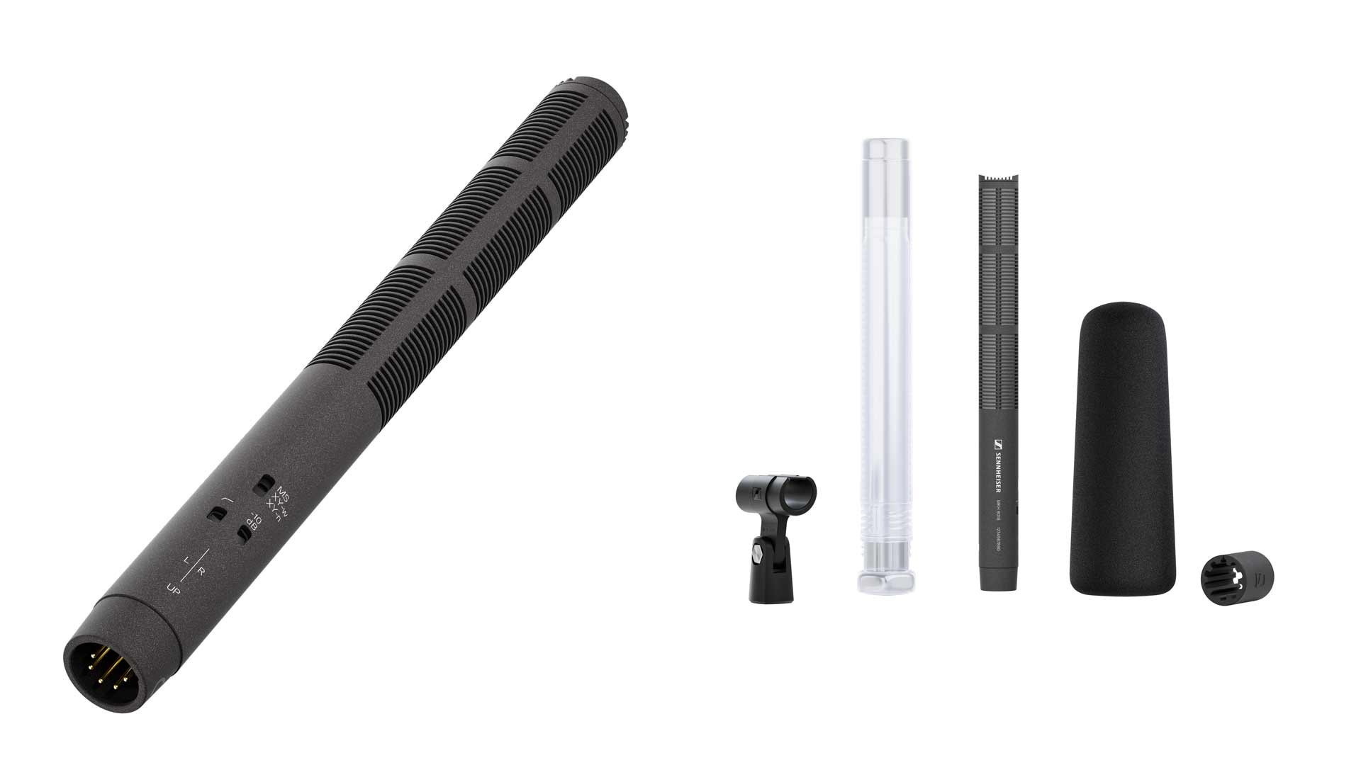 Sennheiser MKH 8018 Product Shot Cutout ISO Side 02 black switches