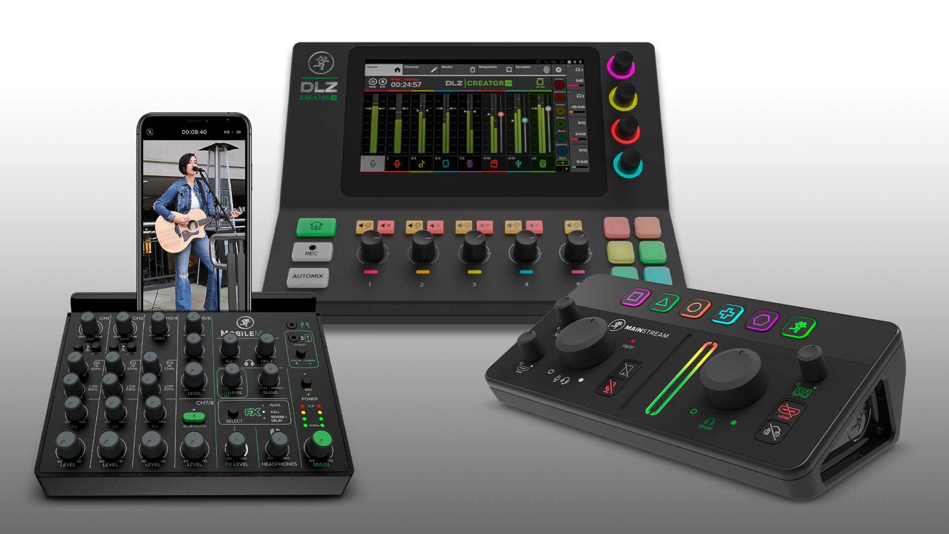 Mackie: DLZ Creator XS, Mainstream und Mobile Mix fu00fcr Creator